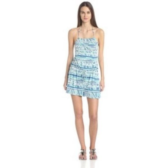 RACHEL PALLY Romper PEGGY Playsuit  Print BLUE ALOHA Halter ONE PIECE - Picture 1 of 3